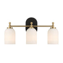 Meadows - 3 Lights Vanity Brush Bathroom Wall Light For Bathroom Over Mirror - Black / Gold / White