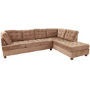 Truffle Waffle Suede Sectional Sofa With Tufted Cushions And Accent Pillows, Reversible Chaise - Neutral by HouseOfZazla