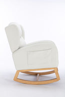 Teddy Fabric Rocking Chair With Packet Wood Legs - Ivory by HouseOfZazla