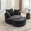 360° Swivel Accent Barrel Chair With Storage Ottoman & 4 Pillows, Modern Leisure Chair Round Accent For Living Room by Unique Piece Furniture
