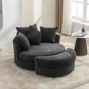 360° Swivel Accent Barrel Chair With Storage Ottoman & 4 Pillows, Modern Leisure Chair Round Accent For Living Room by HouseOfZazla