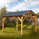 [09X11FT] Alora Heavy-Duty All-Weather Hardtop Wooden Carport Gazebo With Galvanized Steel Roof (SAK39187)