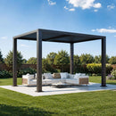 [09X12FT] Alora Premium Outdoor Electric Motorized Louvered Pergola With Built-In LED Lights & Fan (SAK53841) by SAKSBY WHOLESALE