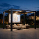 [09X12FT] Alora Premium Outdoor Electric Motorized Louvered Pergola With Built-In LED Lights & Fan (SAK53841) by SAKSBY WHOLESALE