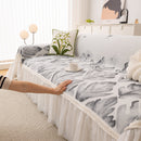 Botanical Sofa Cover with Chiffon Skirt, Floral Couch Throw Blanket for All-Season