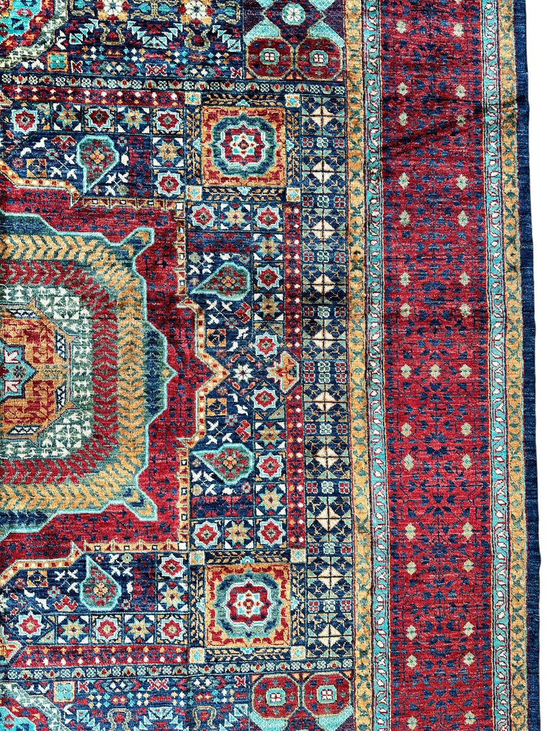 Hand-Knotted Mamluk Wool Rug – 8'4" x 9'9" – Intricate Geometric Masterpiece