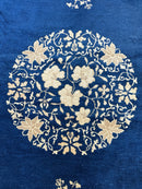 Hand-Knotted Antique Chinese Peking Wool Rug – 9’ x 11’5” – Distressed Blue, 19th Century