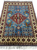 Hand-Knotted Afghani Kazak Wool Rug – 5’0″  x  6’10″
