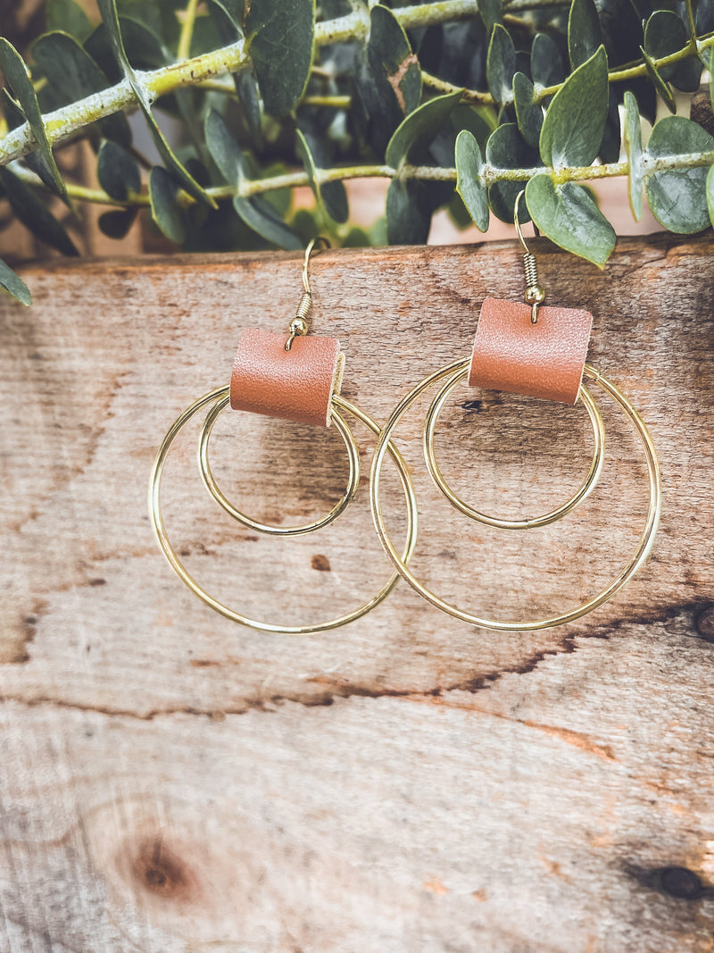 Beautiful Leather Hoop Earrings- Gold or Silver