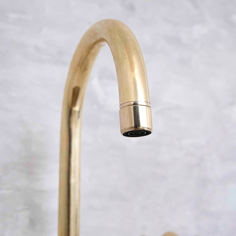 Unlacquered Solid Brass Deck Mounted Bathroom Faucet - BRASSMA