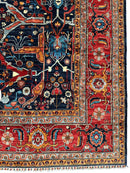 Hand-Knotted Afghani Bidjar Wool Rug – 9’x12’ – Intricate Geometric & Floral Motifs