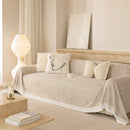 Sofa Cover Throw with Lace Trim & Pom-Pom Fringe, Decorative Couch Cover Blanket