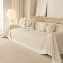 Sofa Cover Throw with Lace Trim & Pom-Pom Fringe, Decorative Couch Cover Blanket