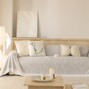 Sofa Cover Throw with Lace Trim & Pom-Pom Fringe, Decorative Couch Cover Blanket