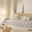 Sofa Cover Throw with Lace Trim & Pom-Pom Fringe, Decorative Couch Cover Blanket