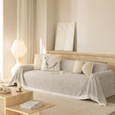 Sofa Cover Throw with Lace Trim & Pom-Pom Fringe, Decorative Couch Cover Blanket