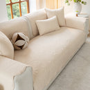 Floral Cotton Quilted Sofa Cover, Non-Slip Couch Protector with Scalloped Edges