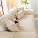 Floral Cotton Quilted Sofa Cover, Non-Slip Couch Protector with Scalloped Edges