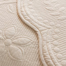 Floral Cotton Quilted Sofa Cover, Non-Slip Couch Protector with Scalloped Edges