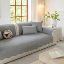 Floral Cotton Quilted Sofa Cover, Non-Slip Couch Protector with Scalloped Edges