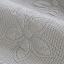 Floral Cotton Quilted Sofa Cover, Non-Slip Couch Protector with Scalloped Edges