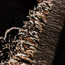Jacquard Floral Band Sofa Cover with Tassels, Thick Textured Couch Throw Blanket