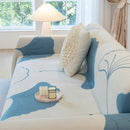 Cozy Couch Throw Blanket with Tassels, Jacquard Leaf Pattern Furniture Protector