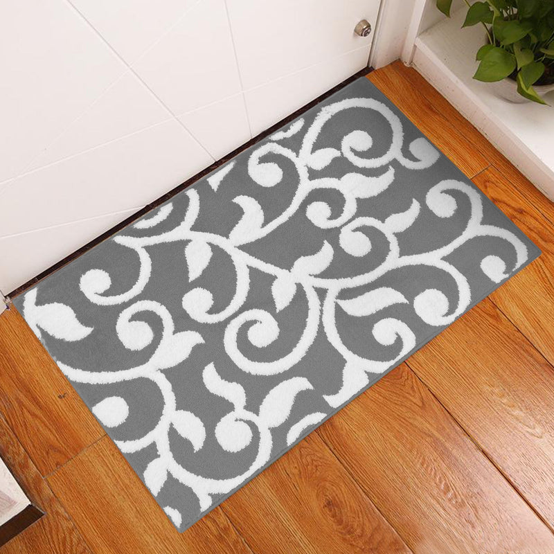 Sussex Home, Landing Rug, Slip Resistant Indoor Carpets Includes Adhesive Tape  2' x 3'-Floral Collection |Gray&White