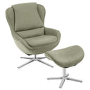360¬∞ Swivel Leather Lounge Chair with Ottoman and Aluminum Alloy Base by LJGDeals