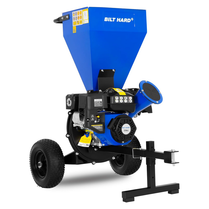 BILT HARD 224cc 7.5hp Gas Powered Wood Chipper with Tow Hitch
