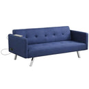 3 Seat Convertible Linen Fabric Futon Sofa with USB and Power Strip by LJGDeals