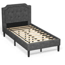 Linen Twin Upholstered Platform Bed with Frame Headboard Mattress Foundation by LJGDeals