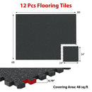 Interlocking Rubber Exercise Mat Set 48 Sq Ft with Borders by LJGDeals