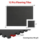 Interlocking Rubber Exercise Mat Set 48 Sq Ft with Borders by LJGDeals