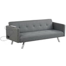 3 Seat Convertible Linen Fabric Futon Sofa with USB and Power Strip by LJGDeals