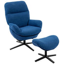 Upholstered Swivel Lounge Chair with Ottoman and Rocking Footstool by LJGDeals