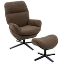 Upholstered Swivel Lounge Chair with Ottoman and Rocking Footstool by LJGDeals