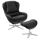 360¬∞ Swivel Leather Lounge Chair with Ottoman and Aluminum Alloy Base by LJGDeals