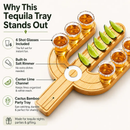 Cactus Tequila Tray & Shot Glasses Set - Tequila Gifts & Mexican Gifts by The Wine Savant