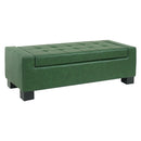 Green Storage Ottoman Bench, PU Upholstered Footrest with Solid Wood Legs