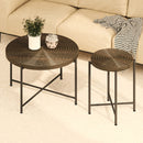 Coffee And End Table Set Waterproof Cover, Distressed Cylindrical Design, Legs Classic Rustic Charm (Set of 2) by HouseOfZazla