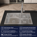 Stainless Steel Kitchen Sink, 32"x19" Double Bowl in Brushed Nickel by HouseOfZazla