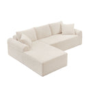 Modular Sectional With Arched Armrests, Includes 3 Back Cushions & 2 Throw Pillows by HouseOfZazla