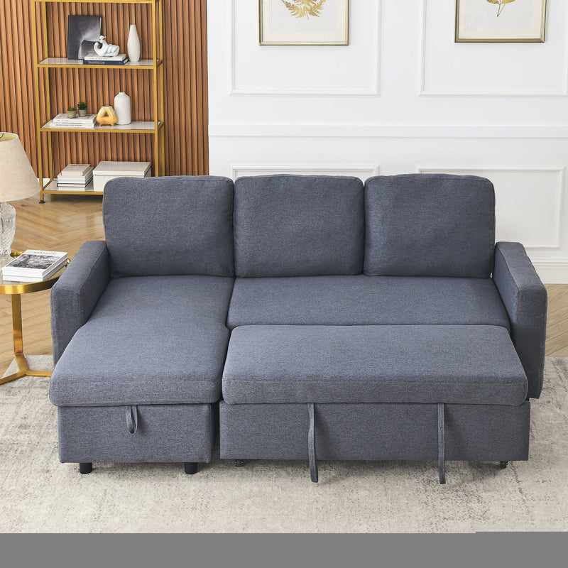 78.8" Reversible Sleeper Combo Sofa with Pullout Bed, Comfortable Linen L-Shaped Combo Sofa Sofa Bed, Living Room Furniture Sets for Tight Spaces