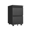 2 Drawer File Cabinet with Lock, Metal Under Desk Rolling Filing Cabinet fits Letter/Legal/A4 Size for Home Office, Mobile Filing Cabinet, Assemble Required, Black