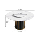 53.15" Modern Artificial Stone Round Panel Metal Iron Base Dining Table, Can Accommodate 6 People-23.62" Artificial Stone Turntable (Not Including Chairs) - White / Black by Unique Piece Furniture