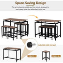 5-Piece Compact Bar Table Set with Table and Stools - Modern Industrial Design, Space-Saving Furniture for Dining Room and Breakfast Nook (Dark Brown)