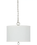 14"W Light Pendant Brushed Nickel Finish with Oatmeal Linen Shade by LampsUSA