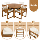 5 Piece Outdoor Patio Dining Set With 4 Armchairs And Table - Beige by HouseOfZazla