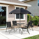 Outsunny - Patio Dining Set With Table Umbrella, Folding Chairs And Dining Table, Outdoor Patio Furniture Set by HouseOfZazla